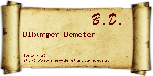 Biburger Demeter névjegykártya